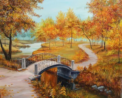 Картина \"Осенний пейзаж\" – заказать на Ярмарке Мастеров – 7AOZLRU |  Картины, Ярославль