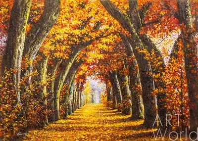 Осенний пейзаж маслом \"Шумит листвой дубовая аллея\" 70x100 SK201001 купить  в Москве