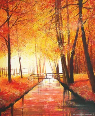 Картины: Осенний пейзаж акрилом \"Золотая осень\" – заказать на Ярмарке  Мастеров – A9ZBDRU | Картины, Екатеринбург