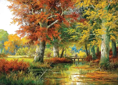 ₴ Купить репродукцию картины пейзаж | Осенний ландшафт | художник Арнегер  Алоис