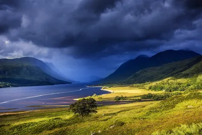 Пейзаж долины озера в Шотландии - обои на рабочий стол
