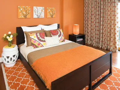 Персиковые обои в спальню фото » Картинки и фотографии дизайна квартир,  домов, коттеджей
