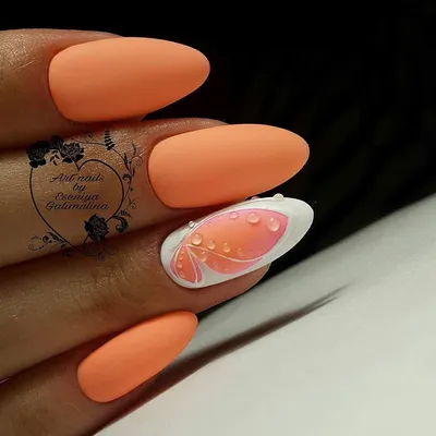 Персиковый френч на ногтях фото