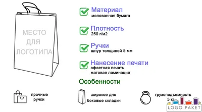 Бумажные пакеты с офсетной печатью и матовой ламинацией купить оптом у  производителя | LogoPaket.ru