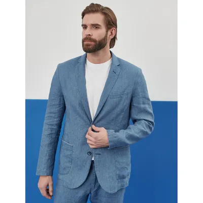 Пиджак мужской Royal Spirit, модель Джинс, летний, льняной, голубой купить  в Москве в интернет-магазине SHOP4BIG - цена, фото, описание