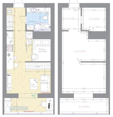 Планировка квартиры студии 30 кв.м. с фото | Студия Дениса Серова