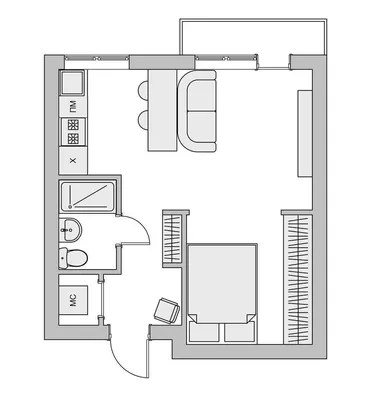 Квартира студия: варианты планировки | Дизайн-проекты комнат с планами и  чертежами