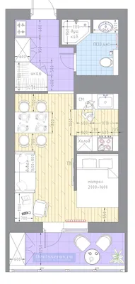 15 вариантов организации пространства типовой прямоугольной квартиры-студии  30 м. | Маленькая квартира-студия. Дизайн интерьера