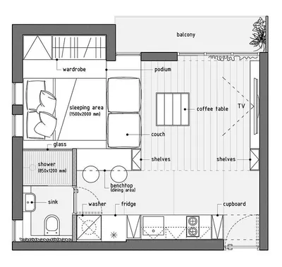 Маленькие Квартиры студии до 30 м2 (7 проектов) - Фото и планировка