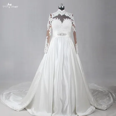 LZ207 платье для венчания, кружевное, длинное, с бусинами, а-силуэта -  купить по выгодной цене | AliExpress