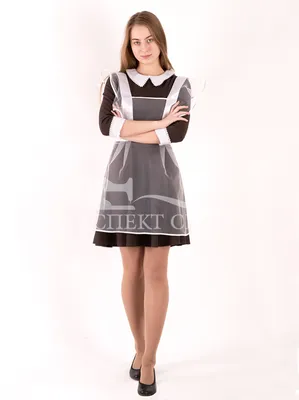 Платье и фартук на последний звонок, 14-290к (коричневое платье, белый  фартук) | «Аспект-Сити»