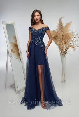 Вечернее нарядное темно-синее выпускное платье в пол с разрезом + др.  оттенки (Т-20-12), цена 4730 грн — Prom.ua (ID#1108750259)