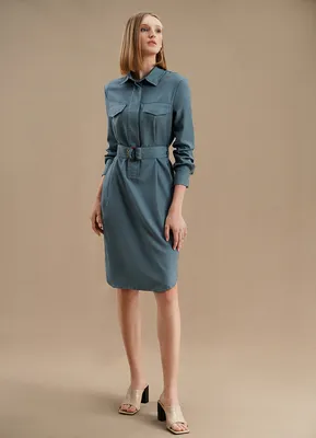Платье-рубашка из поливискозы с ремнём (LR9Z52-N3) купить за 1199 руб. в  интернет-магазине O'STIN