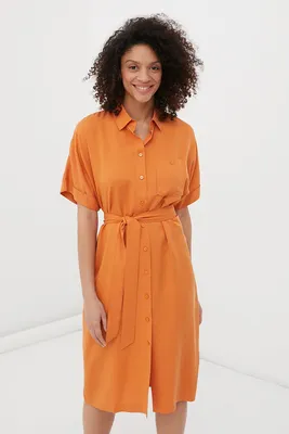 Платье-рубашка женское из вискозы, цвет Коричневый, артикул: FSC11071_2237.  Купить в интернет-магазине FiNN FLARE