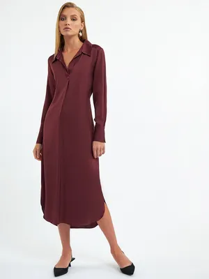 Платье-рубашка, бордовый цвет, арт. 16217789M-004 купить в  интернет-магазине CHARUEL