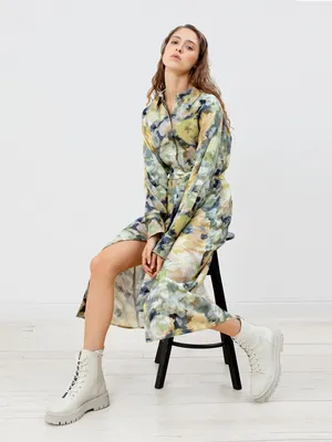 Платье-рубашка из 100% вискозы Мультиколор арт.1135990pt0390 купить в  интернет-магазине Pompa