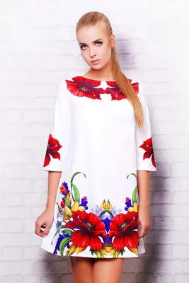 Купить Маки платье Тая-3 д/р GL633501 белый недорого с доставкой в Киев,  Днепр, Одесса, Харьков, Чернигов, Запорожье