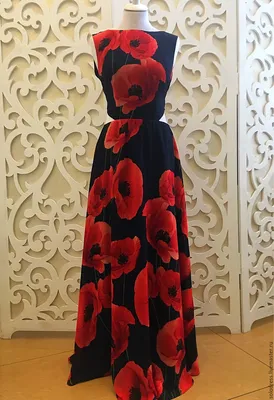 Платье шифоновое \"Маки \" – заказать на Ярмарке Мастеров – 9661RRU | Платья,  Санкт-Петербург