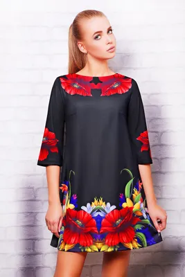 Купить \"Платье \"Маки Тая-3 д/р\"\" оптом в Украине | Цвет \"черный\"