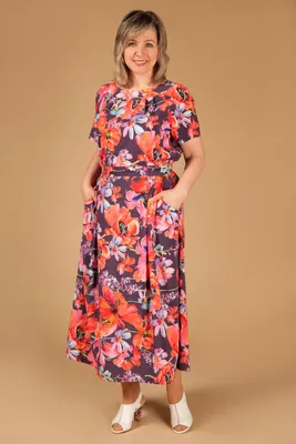 Платье Татьяна (цветы красные) фирмы Милада купить по цене 3000 руб –  интернет магазин Юнигма