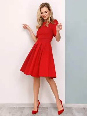 Красное фактурное платье-татьянка с короткими рукавами 75906 за 398 грн:  купить из коллекции Snazziest - issaplus.com
