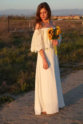 Платье в деревенском стиле на свадьбу - 45 фото