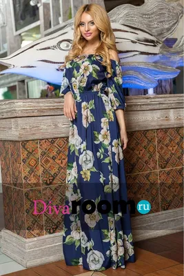 Темно-синее платье с цветами в деревенском стиле Swell blue купить в  интернет-магазине Divaroom