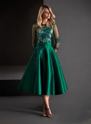 Зеленые платья для матери невесты, ТРАПЕЦИЕВИДНОЕ женское платье длиной  ниже колена для гостей свадьбы, индивидуальное официальное вечернее платье  с длинным рукавом - купить по выгодной цене | AliExpress