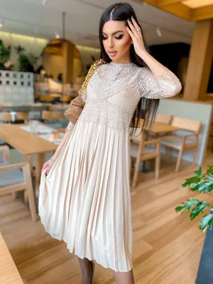 Женское платье с плиссированной юбкой и кружевным верхом, цена 970 грн —  Prom.ua (ID#1348977627)
