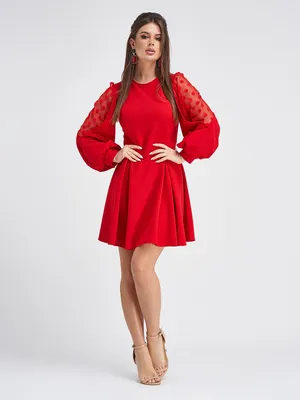 Красное платье с объемными рукавами 70025 за 539 грн: купить из коллекции  Breathtaking - issaplus.com