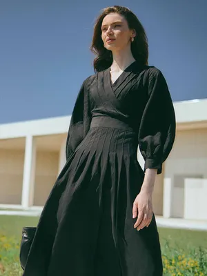 Платье с объемными рукавами, черный цвет, арт. 16068438-167 купить в  интернет-магазине CHARUEL