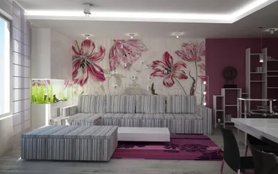 Дизайн комнаты обои двух цветов » Картинки и фотографии дизайна квартир,  домов, коттеджей