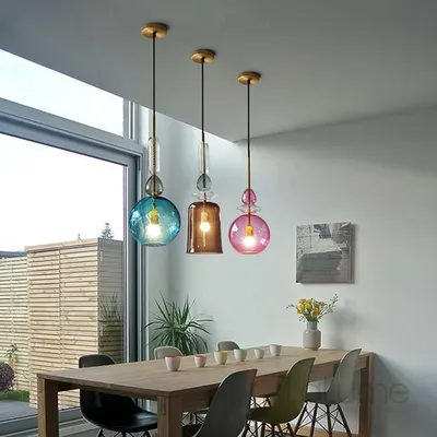 Висячие светильники для кухни - 65 фото