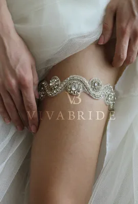 Свадебная подвязка с камнями и стеклярусом Art.14 | Vivabride