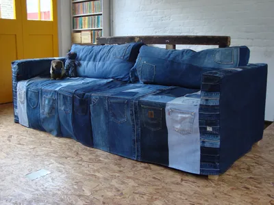 Чехол на диван из старых джинсов - 63 фото