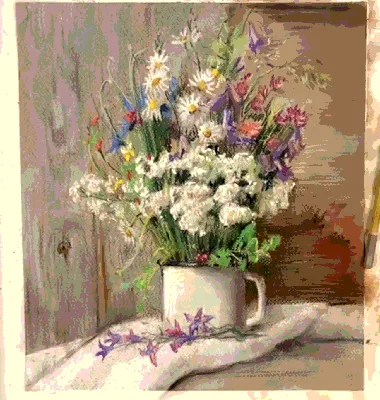 Фотообои \"Букет полевых цветов в стеклянной вазе\" - Арт. 170837 | Купить в  интернет-магазине Уютная стена