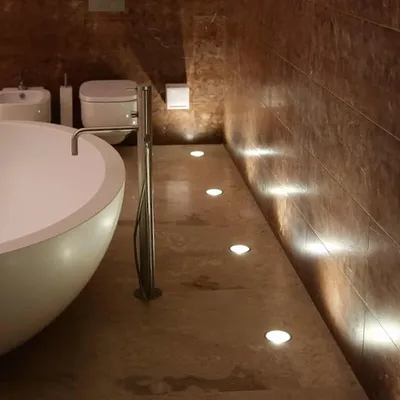 Подсветка пола в ванной - 60 фото