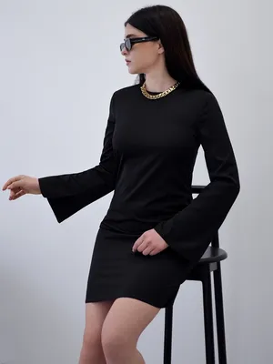 Платье с длинным рукавом вечернее черное короткое LA LIMA 49815007 купить в  интернет-магазине Wildberries