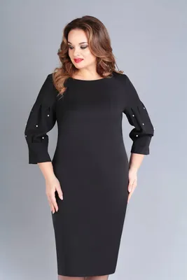 Прямое платье с декоративными бусинами на рукавах, черное - купить в Москве  ◈ цена в интернет-магазине «L'Marka»