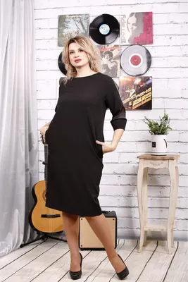 Черное платье с органзой на рукавах прямое классическое большого размера  42-74. 02036-3, цена 927 грн — Prom.ua (ID#1563710701)