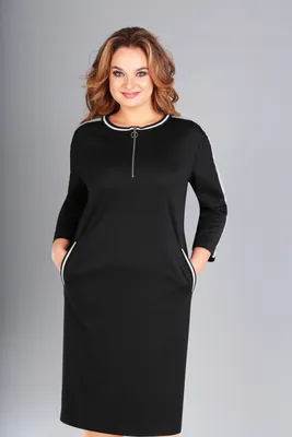 Прямое платье с белым кантом, черное - купить в Москве ◈ цена в  интернет-магазине «L'Marka»