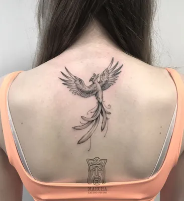 Татуировка Птица Феникс на спине | Художественная татуировка, Татуировки,  Цветочные рукава тату