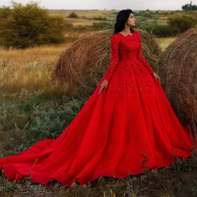 Вечерние кружевные платья в стиле ретро, Роскошные Красные Свадебные платья  с бусинами и длинными рукавами в стиле Саудовской Аравии, 2023 марокканские  свадебные наряды - купить по выгодной цене | AliExpress