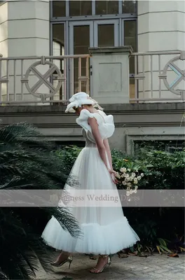 Свадебные платья в стиле ретро с V-образным вырезом и расклешенными  рукавами, Французские тюлевые Свадебные платья до щиколотки, 2022 - купить  по выгодной цене | AliExpress