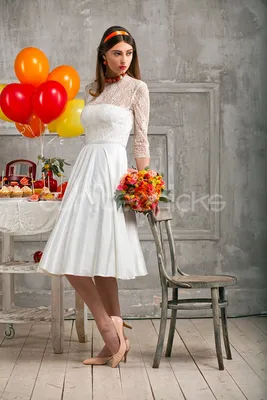 свадебное платье в стиле, короткие свадебные платья, платье невесты,  простое свадебное платье, свадьба платье невесты, Свадебные платья Москва