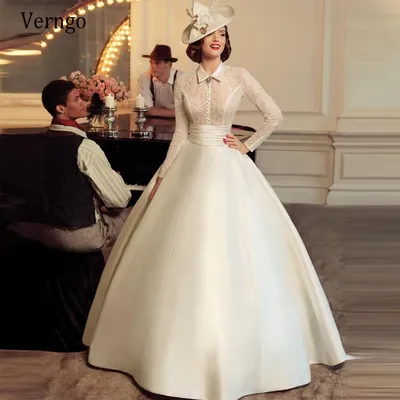 Корейское кружевное свадебное платье Verngo в стиле ретро с длинными  рукавами, атласное Открытое платье с буффами, модель 2021 года, платье для  невесты, наряд для двора, индивидуальный пошив - купить по выгодной цене |  AliExpress