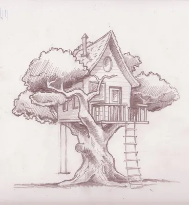 Дом на дереве рисунок, видео — для вдохновения, срисовывания