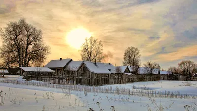 Русская деревня зимы, снег, солнце Стоковое Изображение - изображение  насчитывающей сельско, черный: 82621559
