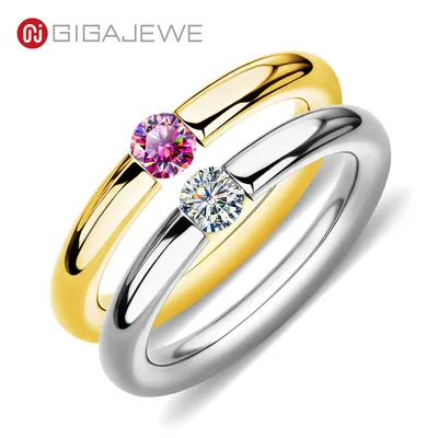 GIGAJEWE Moissanite 0.3ct 4mm Round Cut Nova Blue/Pink EF Titanium Steel  Ring Diamond Test Passed Fashion Claw Setting Gift - купить по выгодной  цене | AliExpress