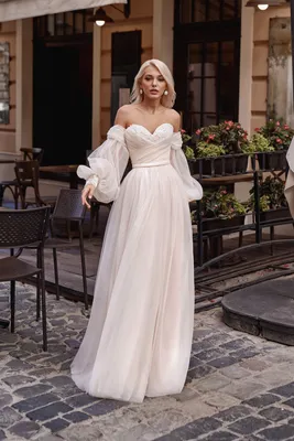 свадебное платье с пышными рукавами Sellini S13 | Купить свадебное платье в  салоне Валенсия (Москва)